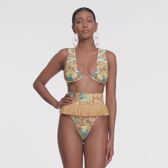 NWT Andrea Iyamah Lasa High Rise Bikini top and bottom Ilia print  - S - Picture 4 of 6